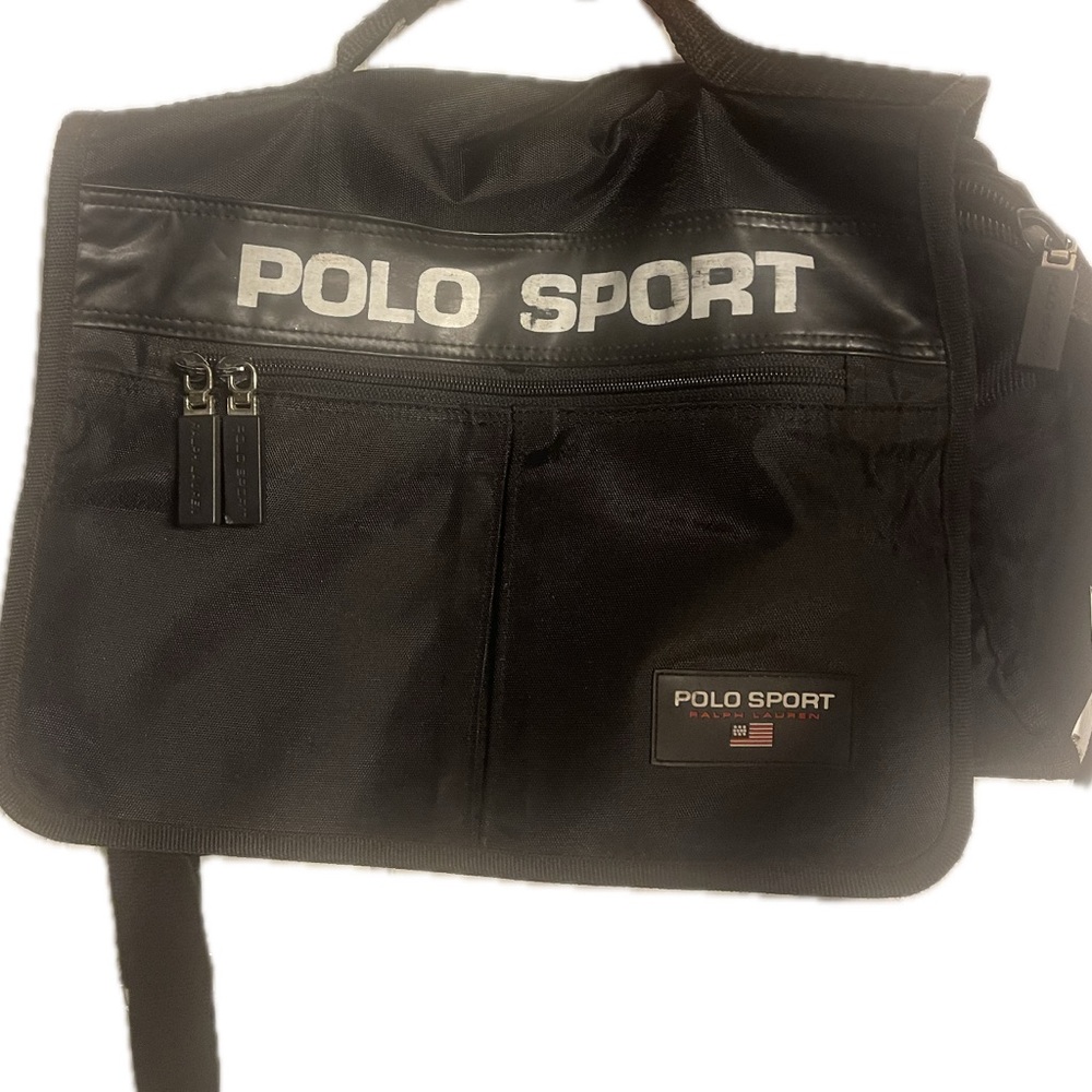 Polo by Ralph Lauren Black Messenger Bag with Logo